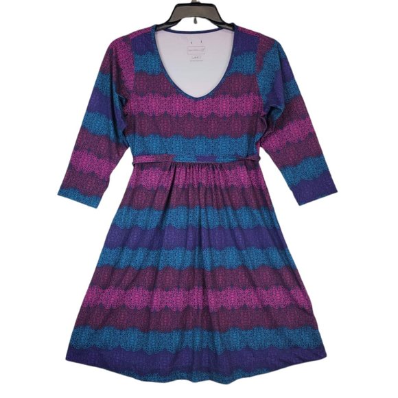 MERRELL Women Multicolor Formal Long Sleeves Shift Trapeze Stretch Dress Medium - Picture 9 of 11